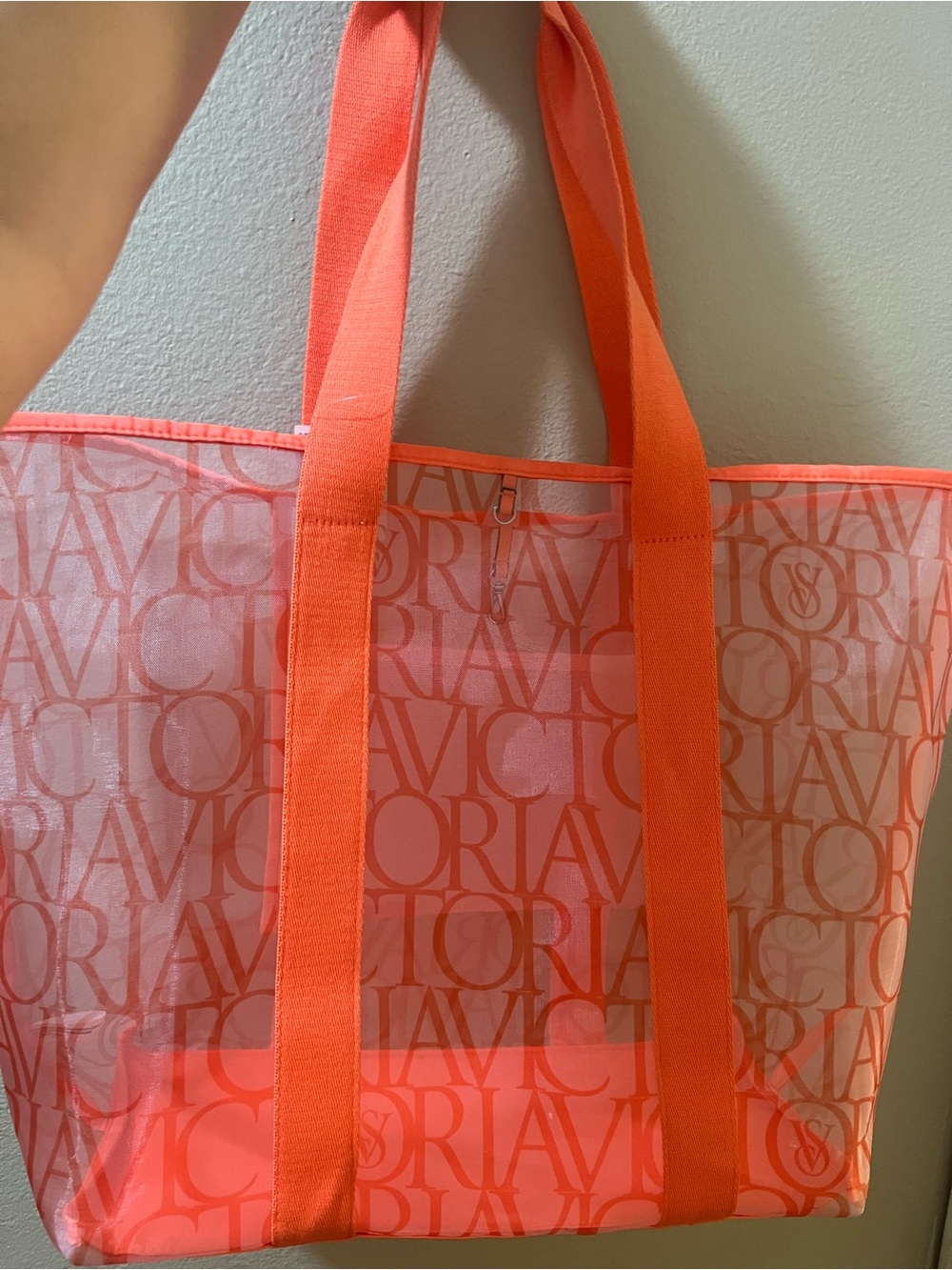 Victoria's Secret Coral Pink Logo Tote Bag
